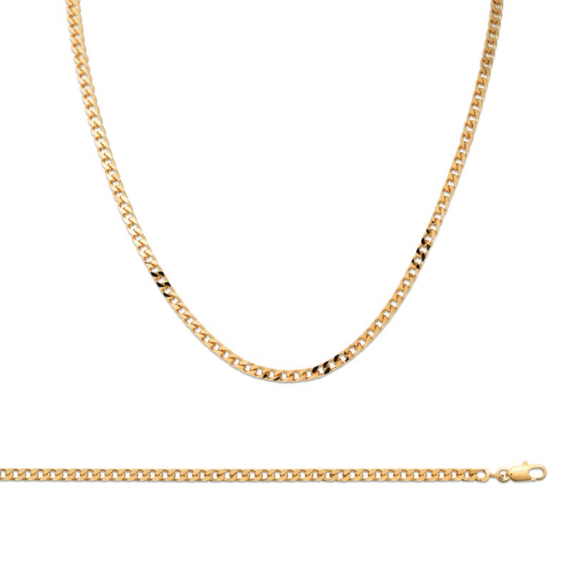 Chaine Mixte - Plaqué Or - Chaîne gourmette - Largeur : 3,5 mm - Longueur : 55 cm