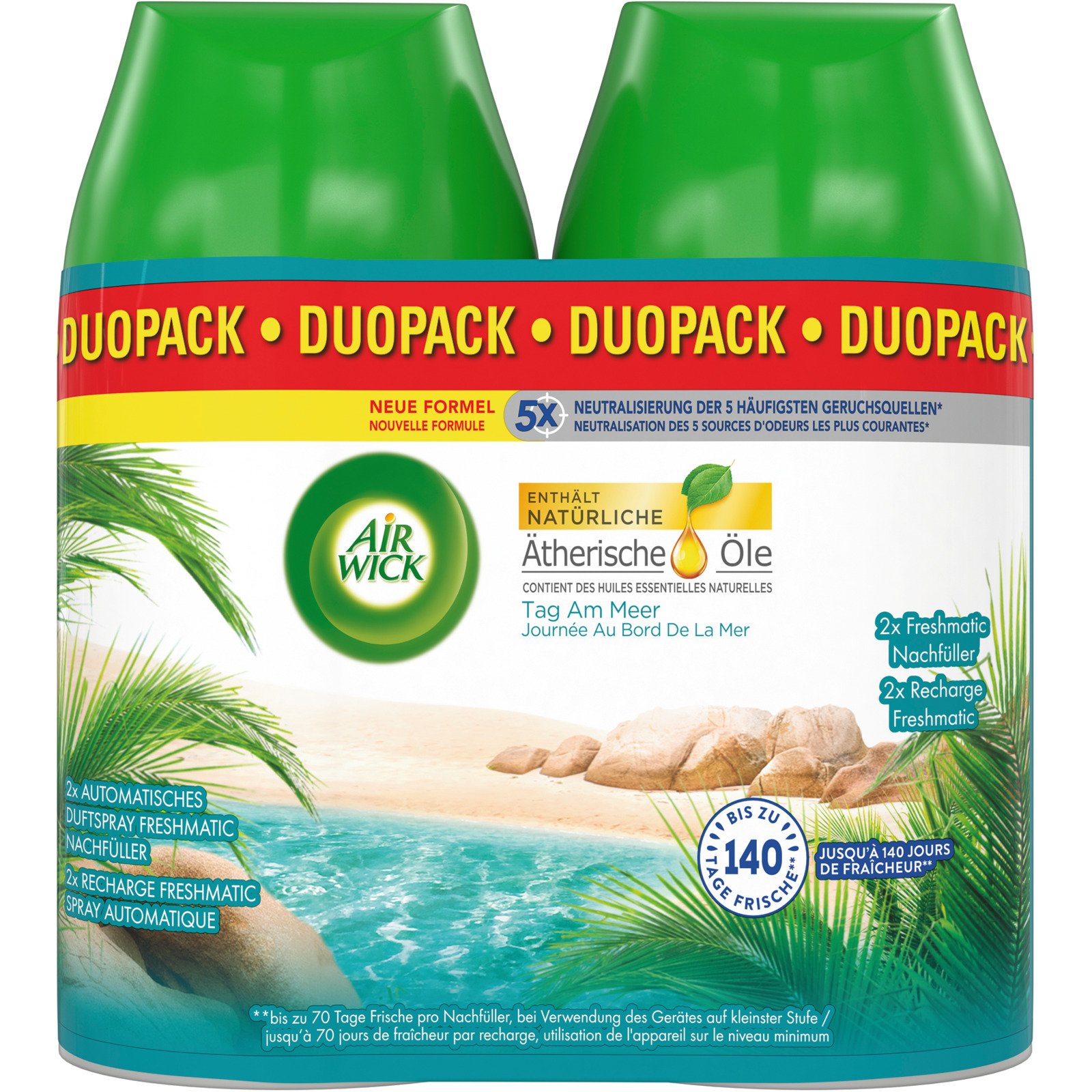 Air Wick Pure Automatisches Duftspray Freshmatic Max Nachfüller Tag am Meer 2 x 250 ml