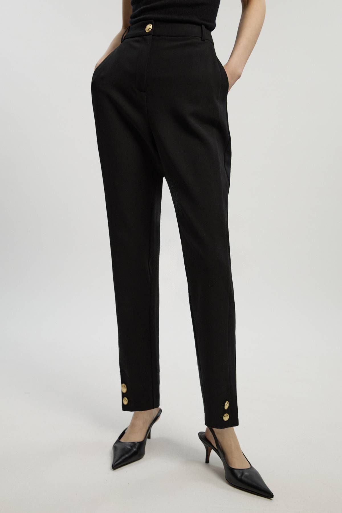KarenMillen Pantalon Droit Militaire Ajusté en Tissu Stretch Compact