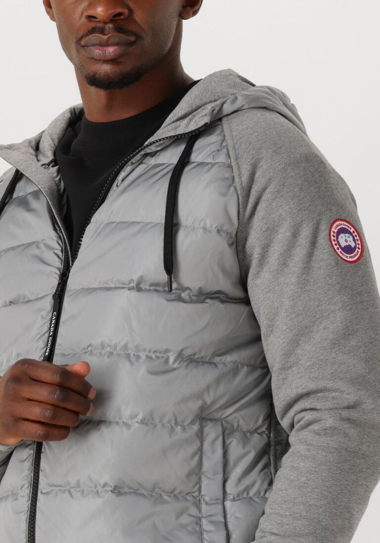 grijze canada goose gewatteerde jas hybridge huron full zip hoody