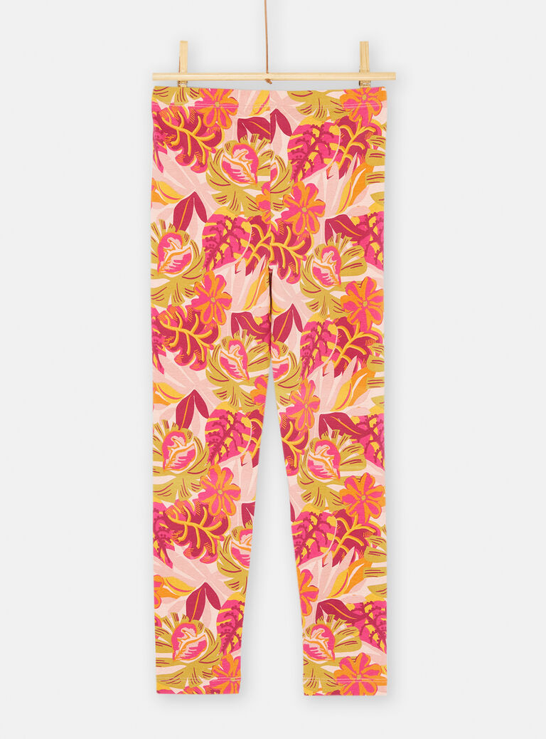 Legging rose et orange à imprimé exotique