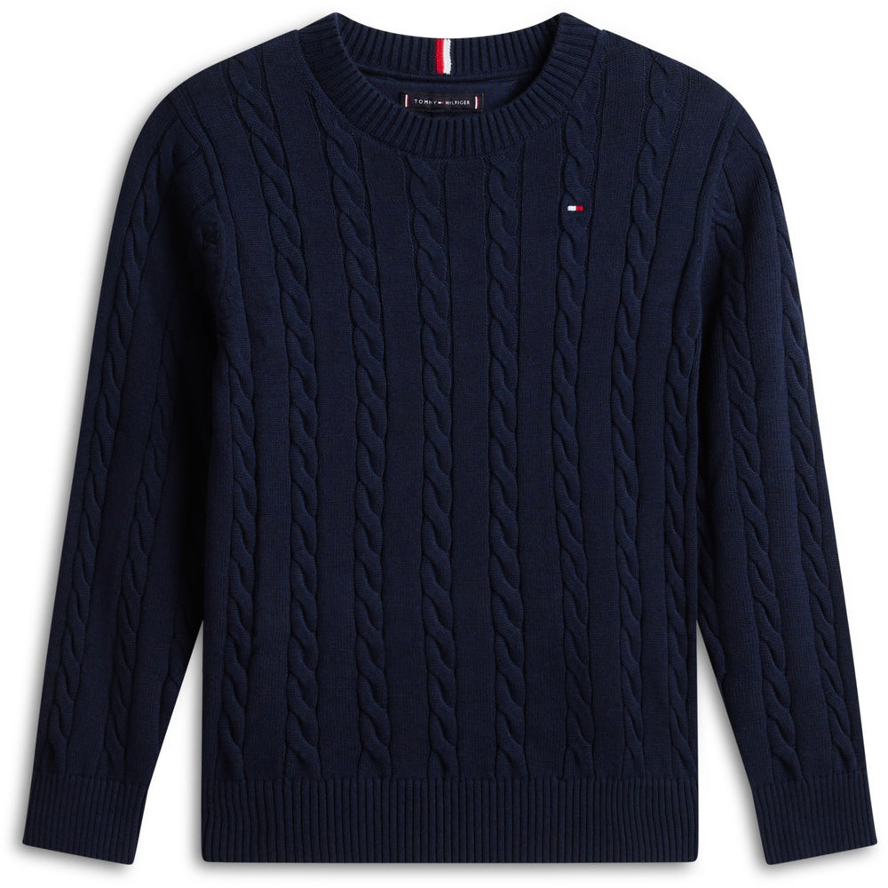 Køb Tommy Hilfiger Dark Night Navy Bomuld Cable Sweater