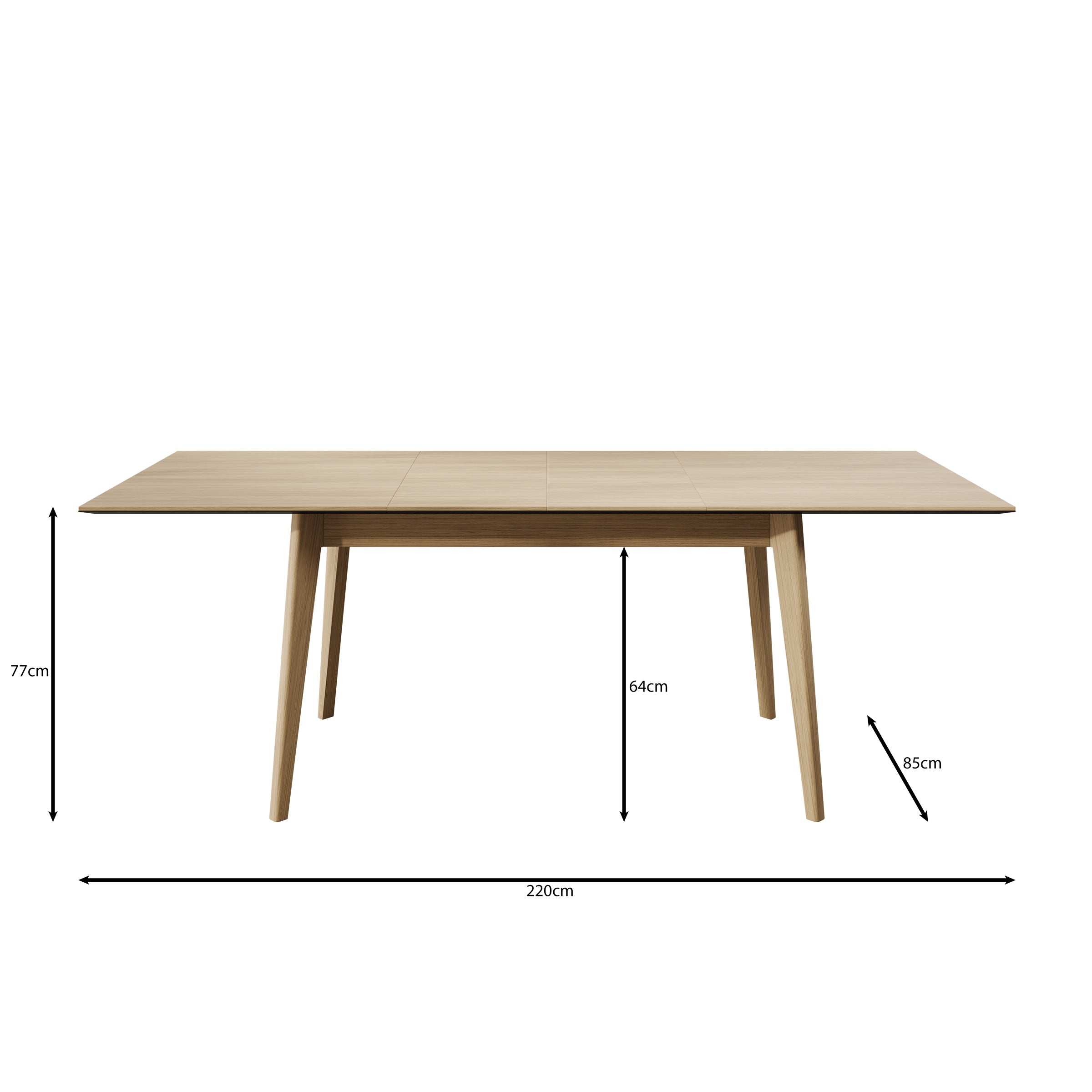 Portino - Eetkamertafel - Licht eiken - 145-220x85x77cm