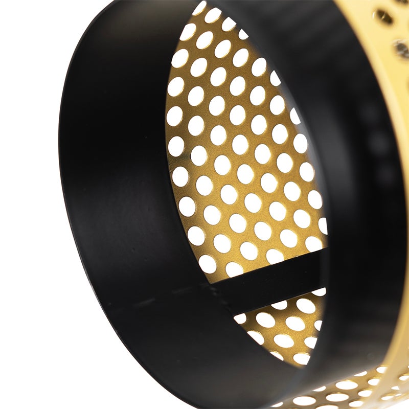 QAZQA - Industrieel I Vintage I Industrieel I Vintage I Staande lamp Zwart met goud I Messing 3 lampen - Kayden I Woonkamer I Slaapkamer - Staal Langwerpig - LED-compatibel E14
