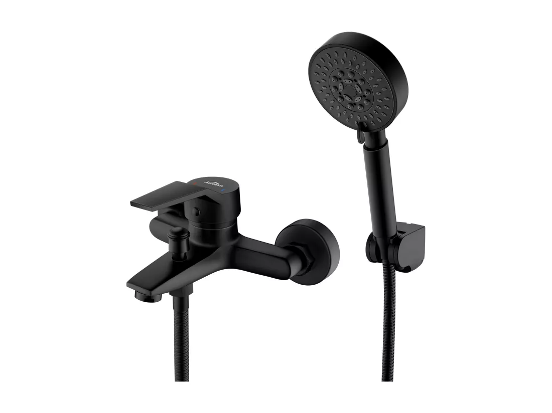 Mitigeur de Baignoire avec Douchette Kit Mitigeur Robinet de Baignoire Cascade Mélangeur de Baignoire Salle de Bain Mitigeur Monocommande Noir