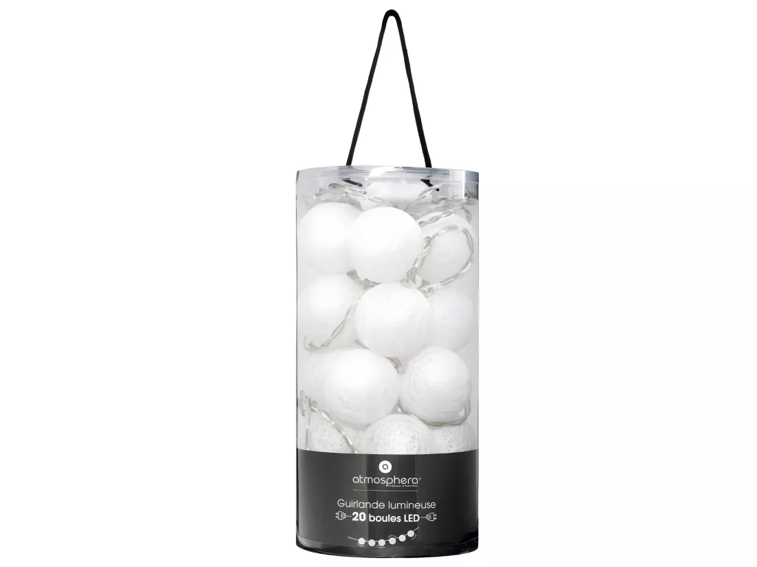 Guirlande Led Secteur 20 Boules D6cm - ATMOSPHERA