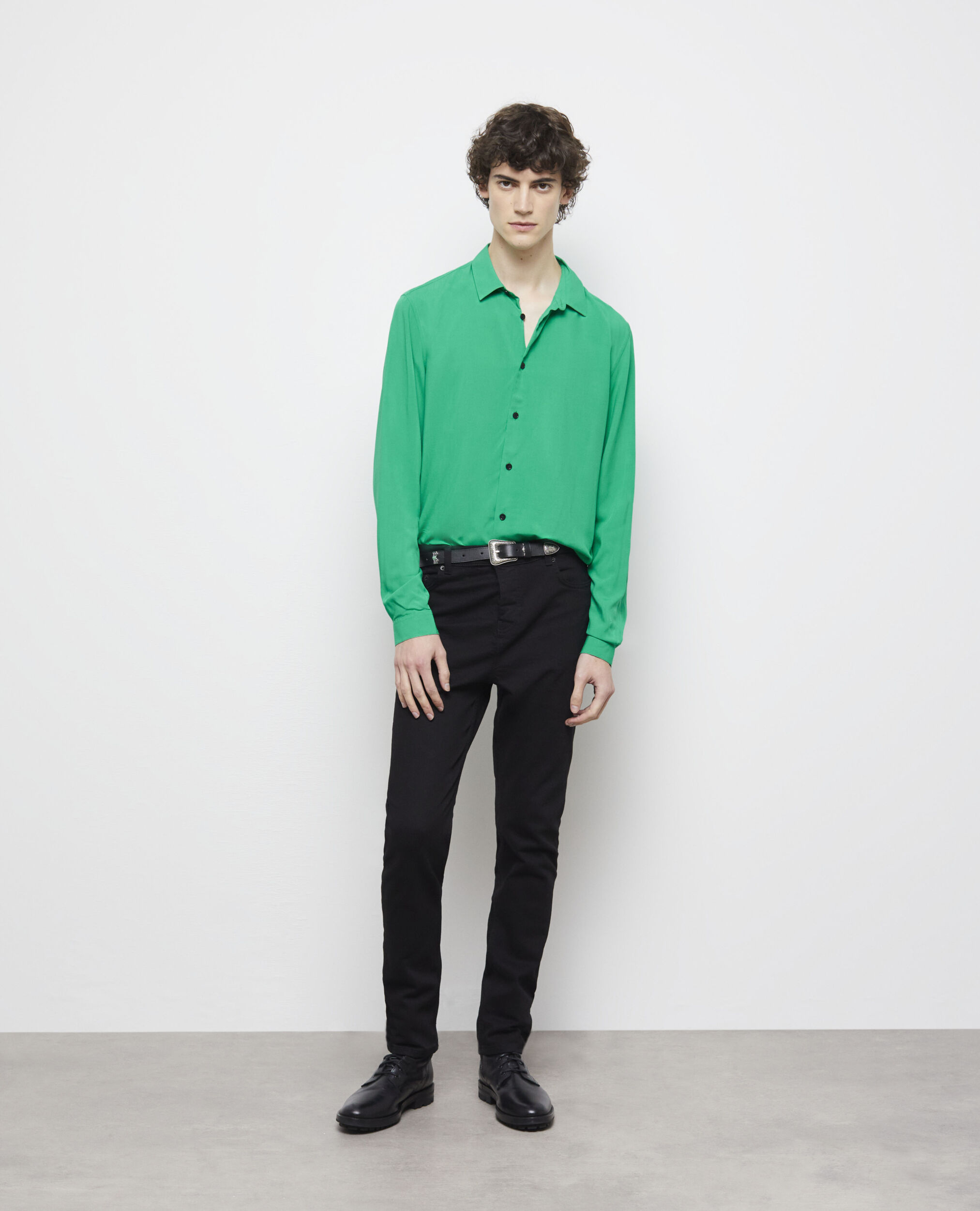 Chemise col classique verte