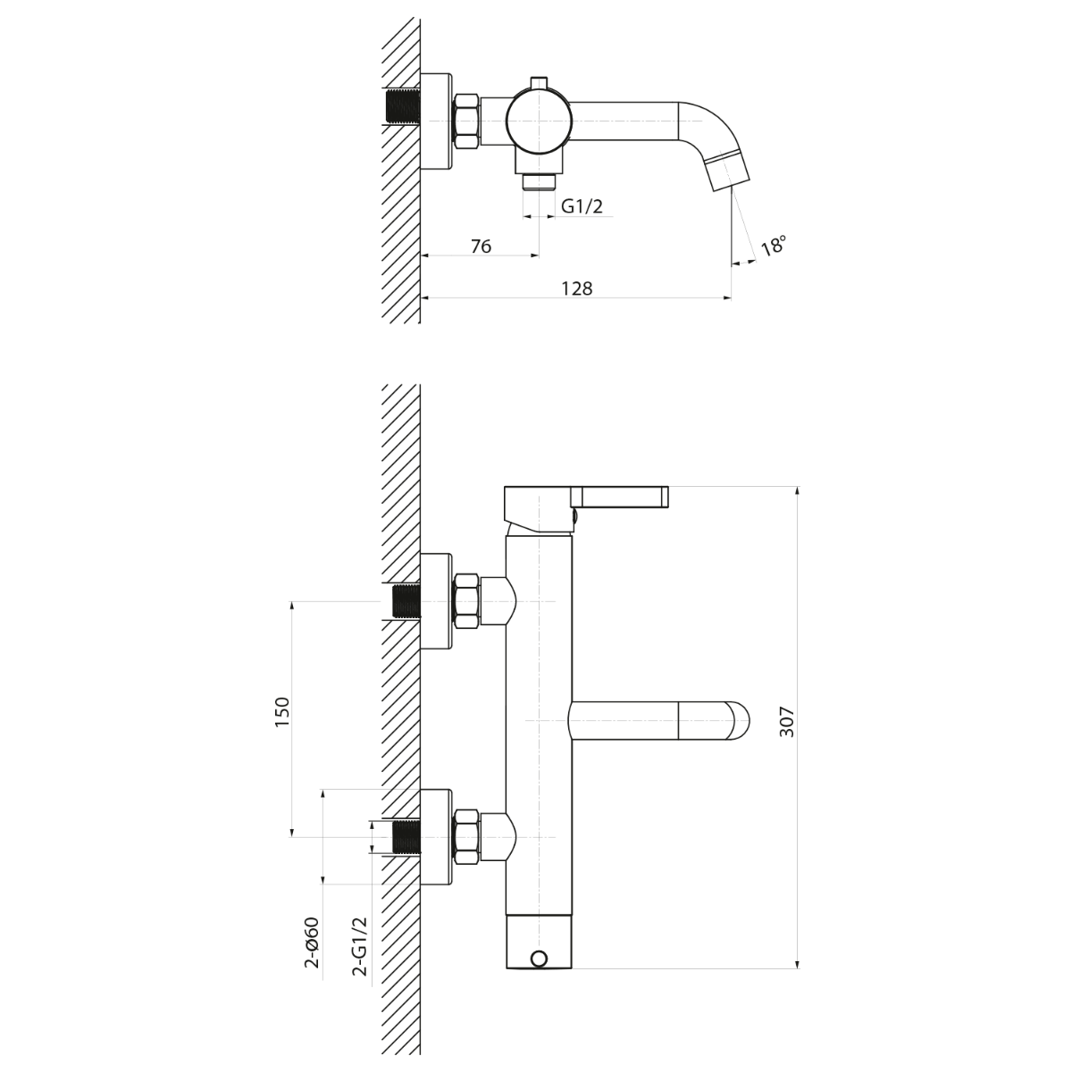 Sapho Iconic thermostatische badkraan chroom