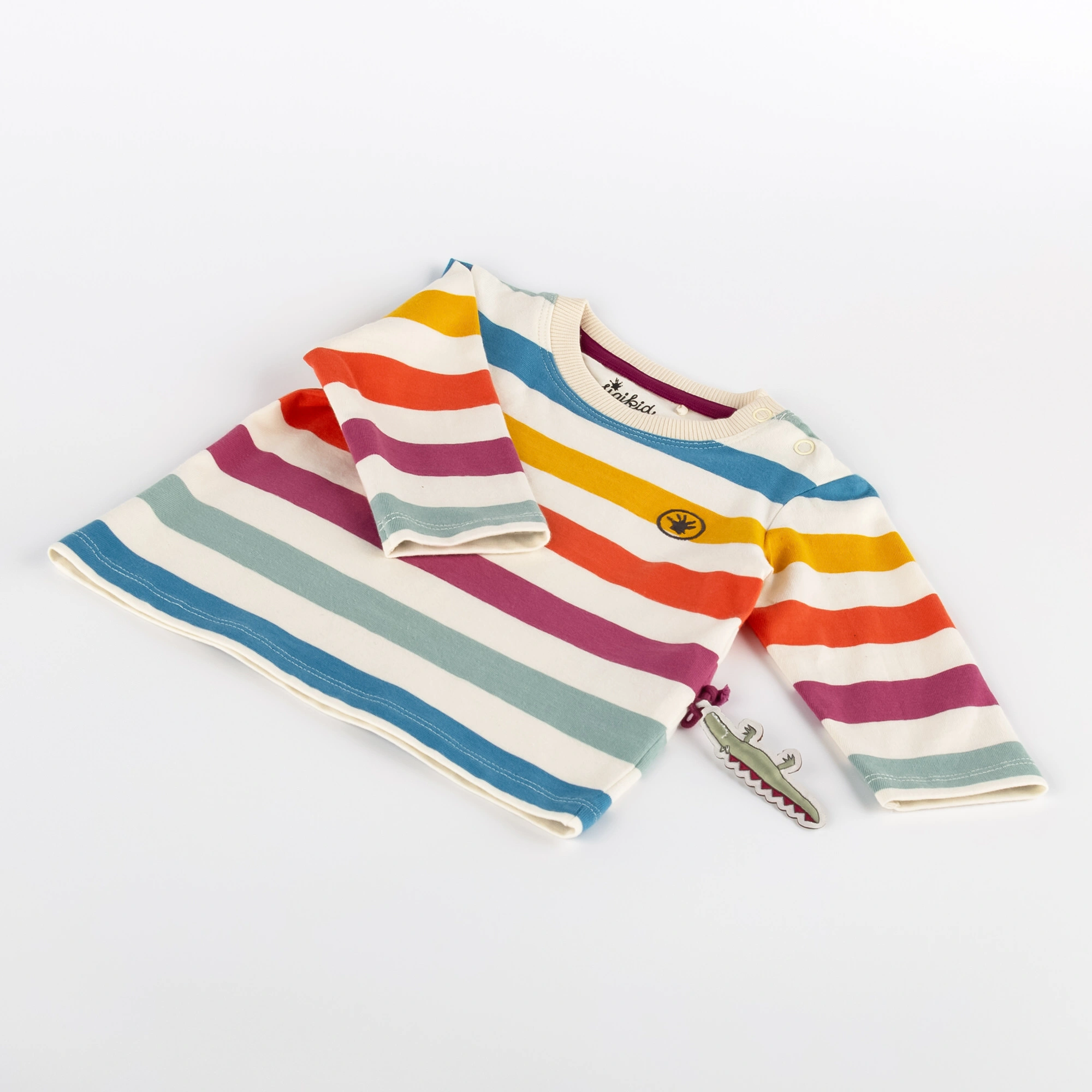 Langarmshirt B - WILD CROCODILE STRIPES in ecru/bunt