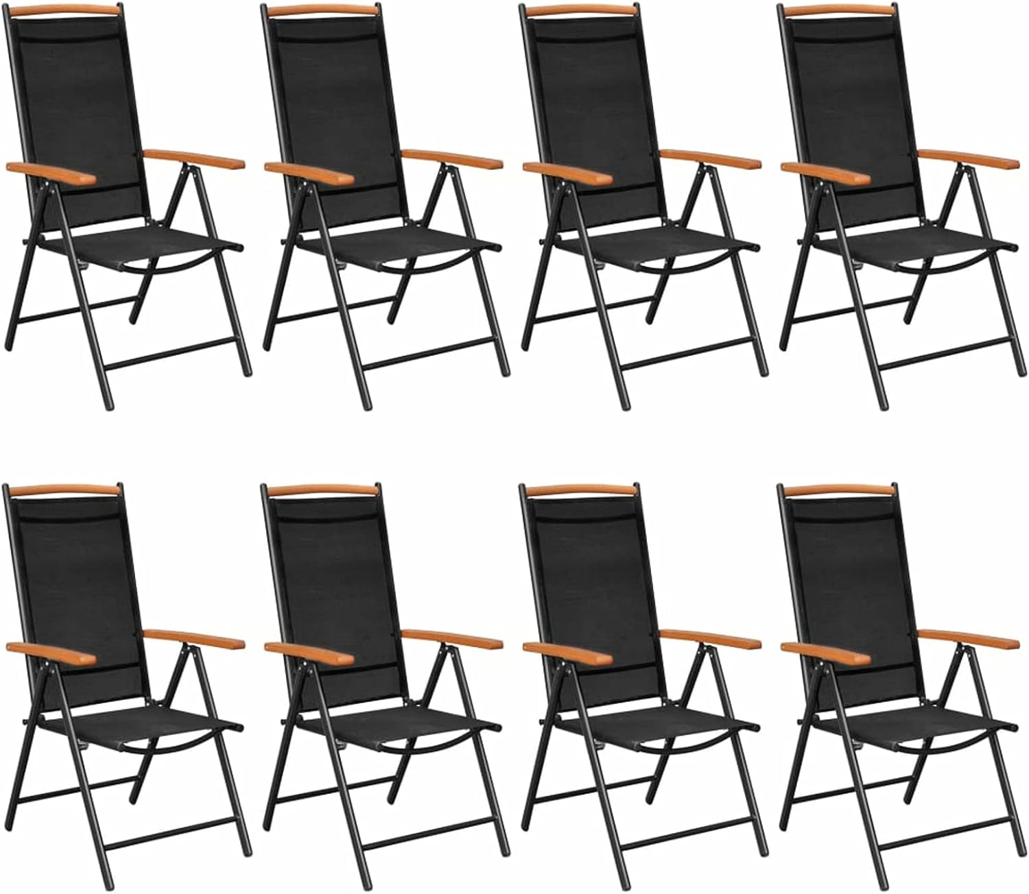 Gecheer 9-TLG. Garten Sitzgruppe Aluminium Gartenmöbel Set 8 Personen Essgruppe Gartentisch mit Stühle Gartengruppe Sitzgarnitur Gartengarnitur Terassenmöbel Schwarz