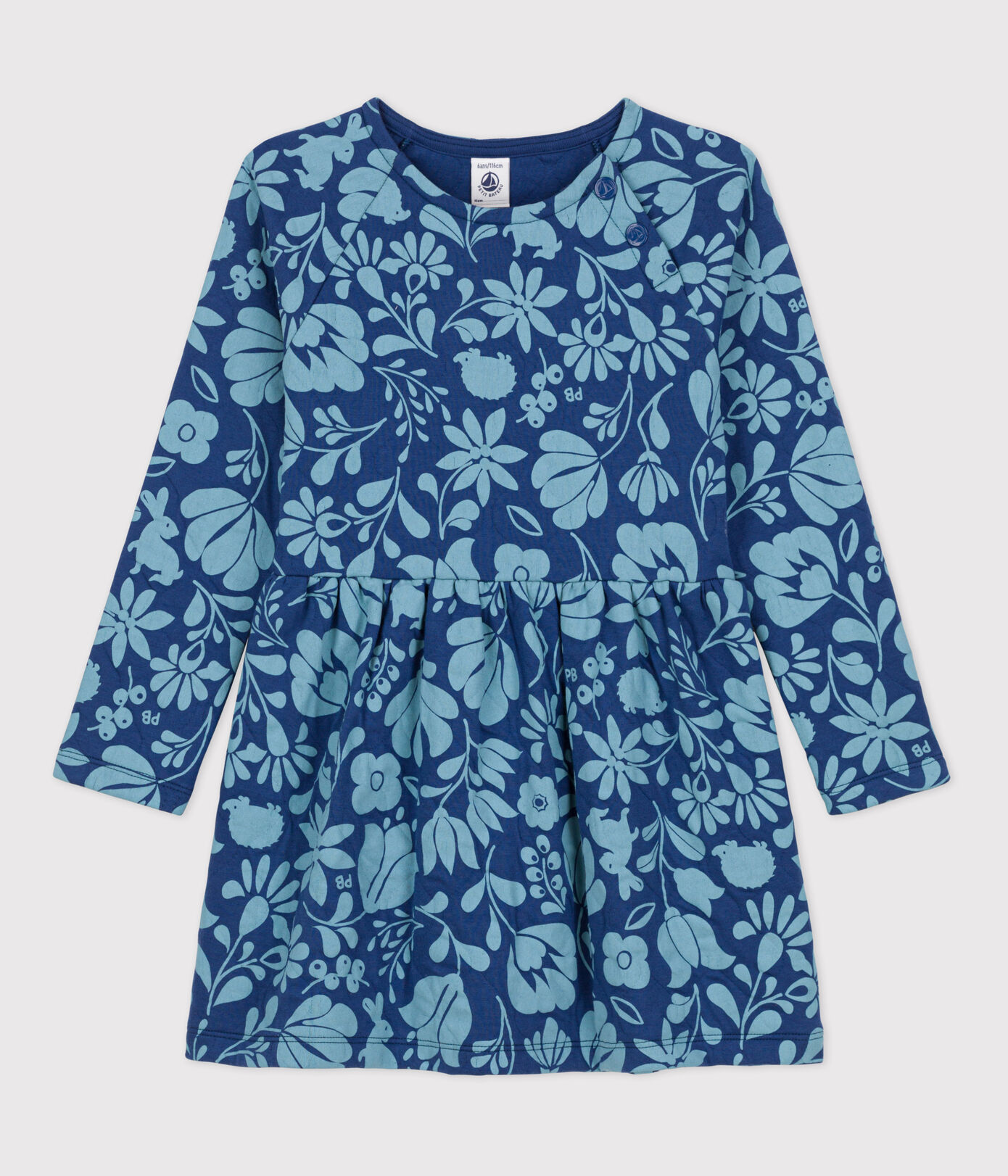 Robe fleurie manches longues en tubique enfant fille