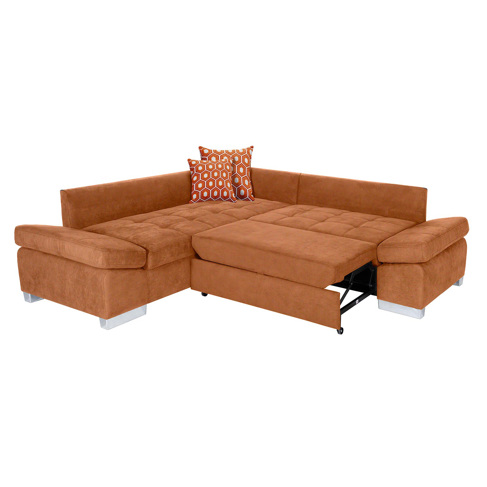 Ecksofa - cognac - Liegefunktion rechts
