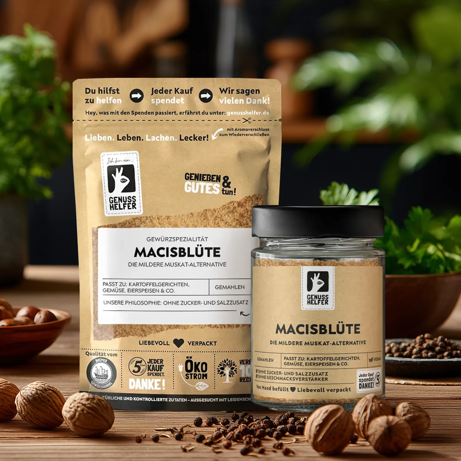 Macis Gewürz, Muskatblüte, gemahlen, im Glas