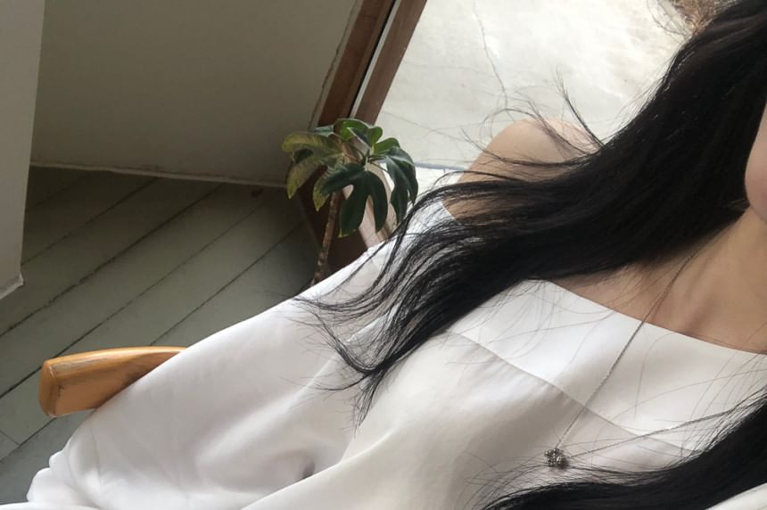 Alfie - Blouse met lange mouwen en off-shoulder tailleband en trekkoord