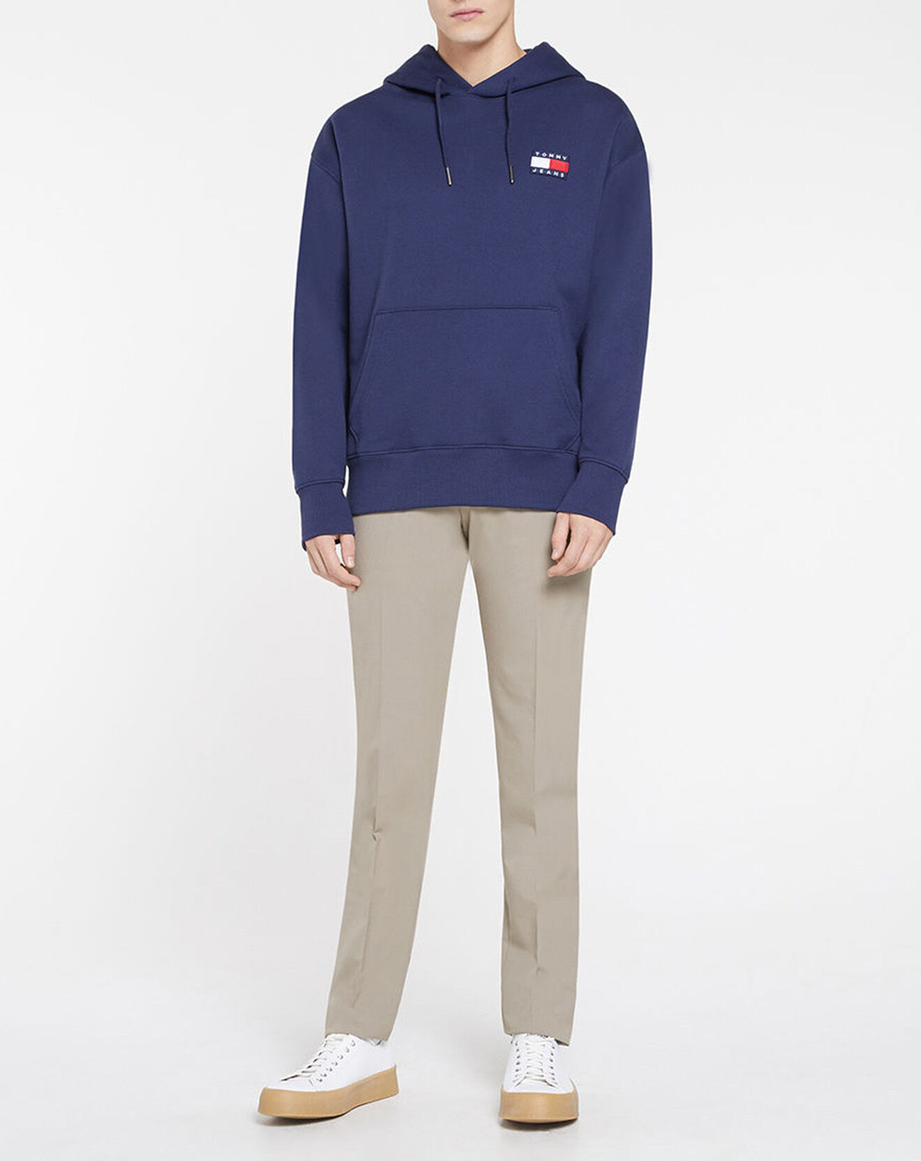 Tommy Jeans Sweat 100% Coton Bio à capuche badge bleu marine