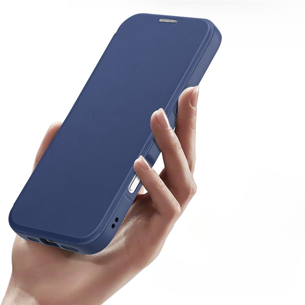 iPhone 17 MagSafe Hybrid Leder Tasche   Kunststoff Rückseite (RFID Schutz) - Blau / Transparent