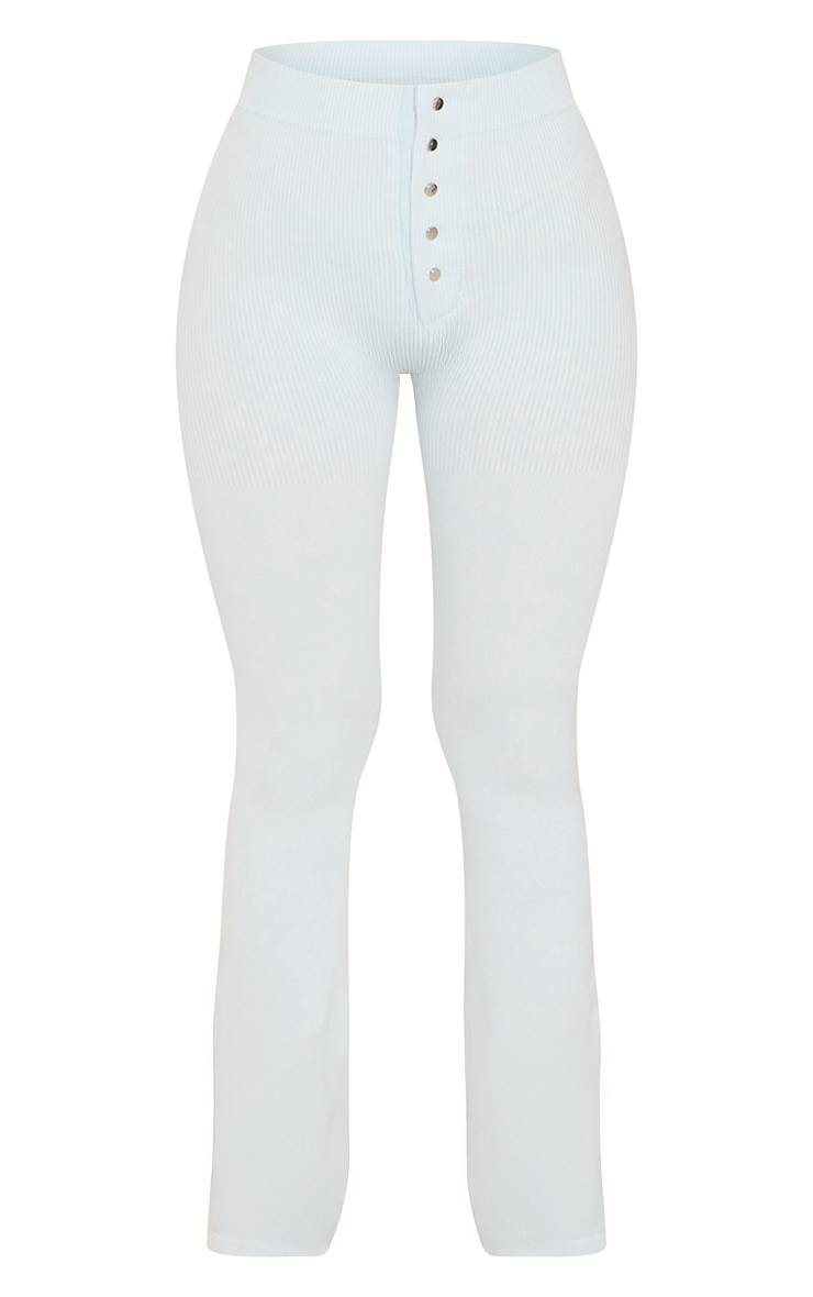 Bleu Clair Legging Évasé Côtelé Contour Avec Détails Boutons Petite - Ensemble Coordonné