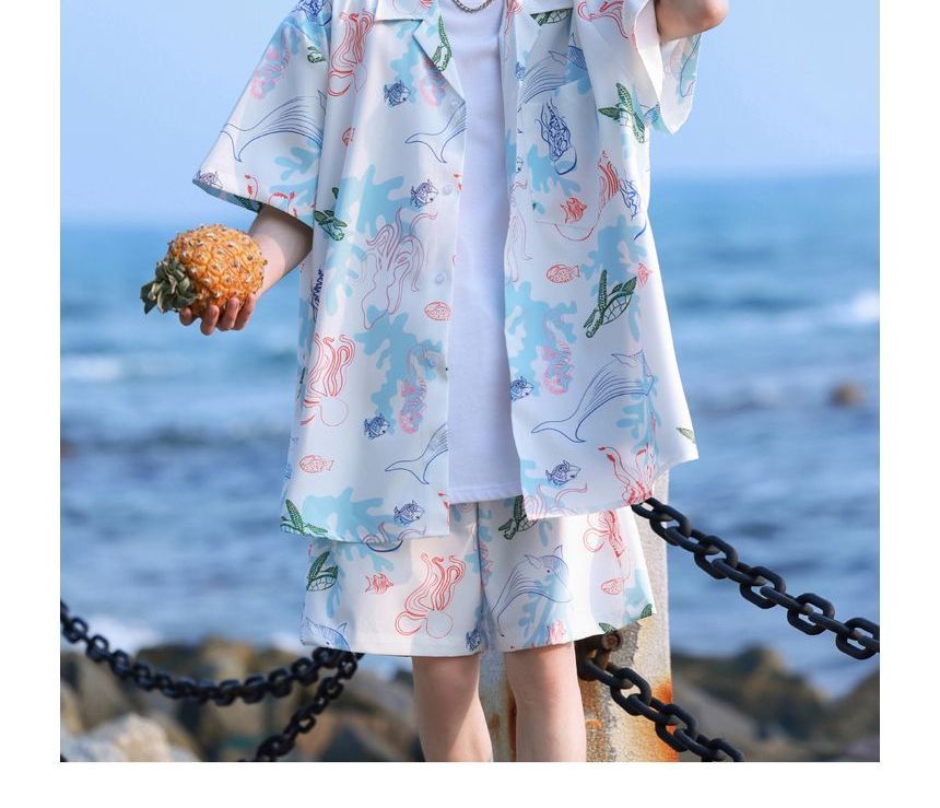 blastealle - Set: Shirt met korte mouwen en print + Losse shorts