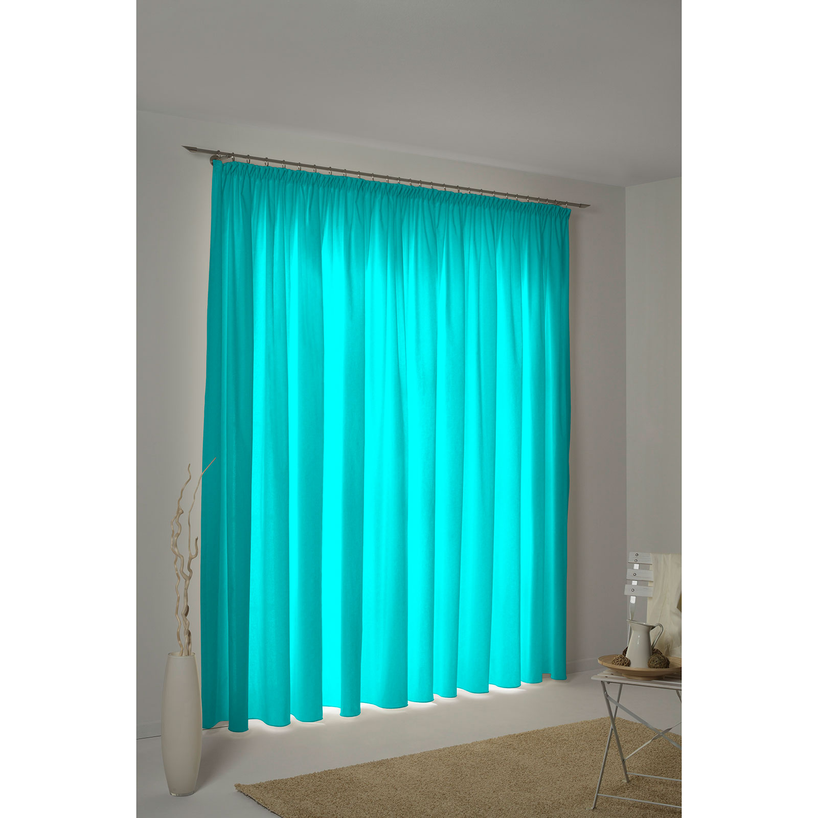 Einzelschal mit Kräuselband WIRTHNATUR - türkis - 2-lagig - 130x145 cm