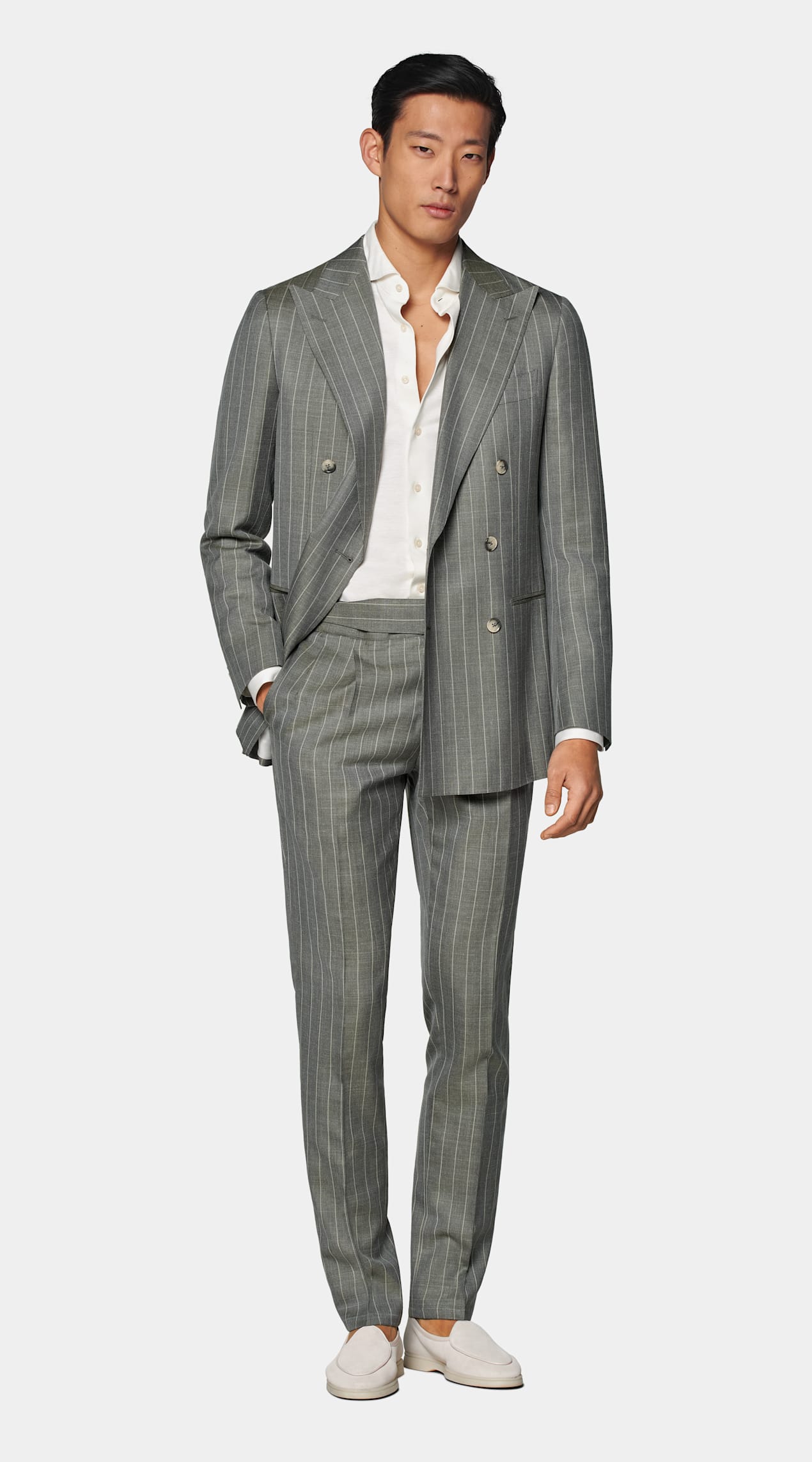Costume Havana coupe Tailored vert clair à rayures