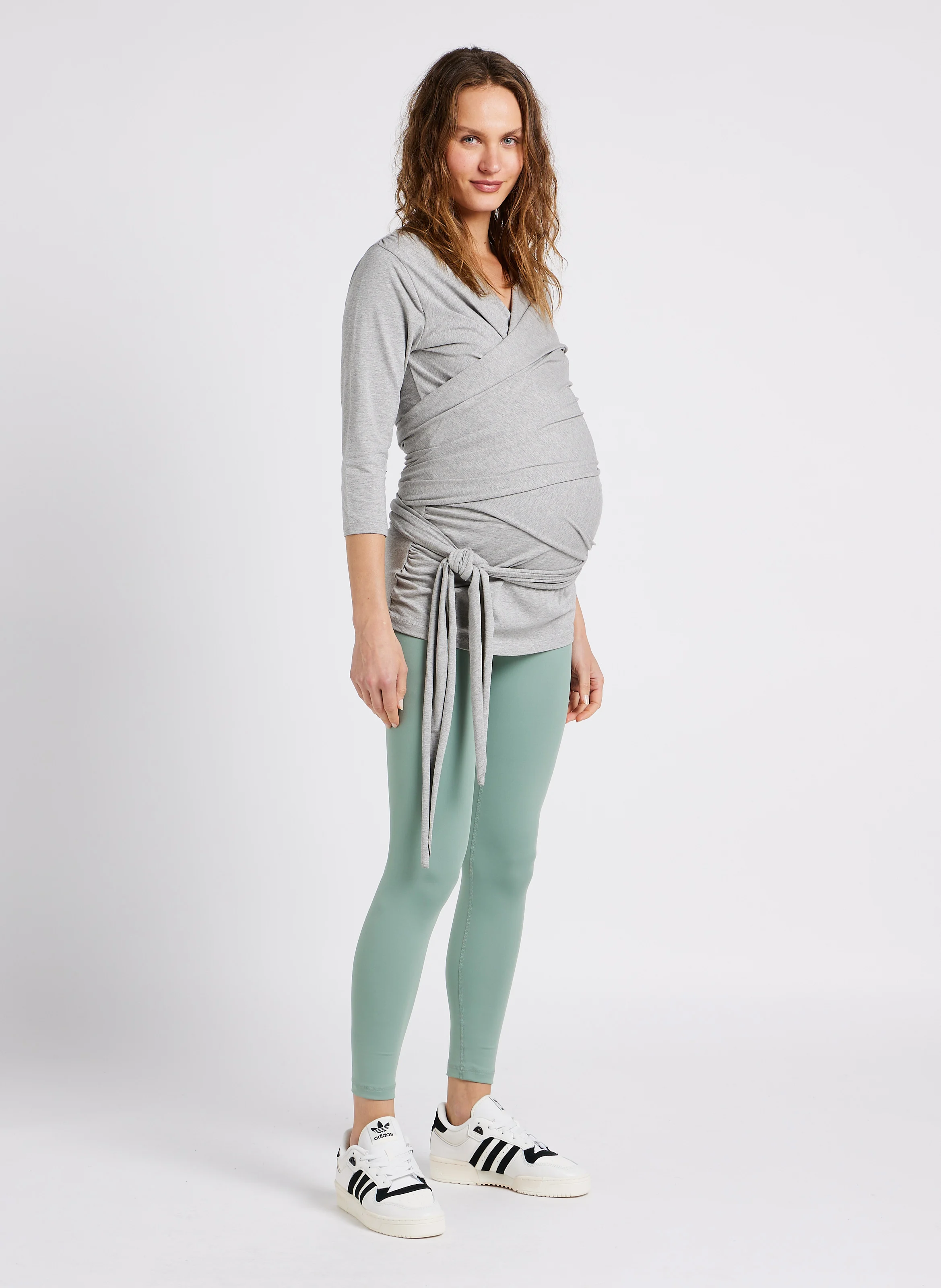 TE 78 TIG MAT - Legging de sport de grossesse taille haute | Vert