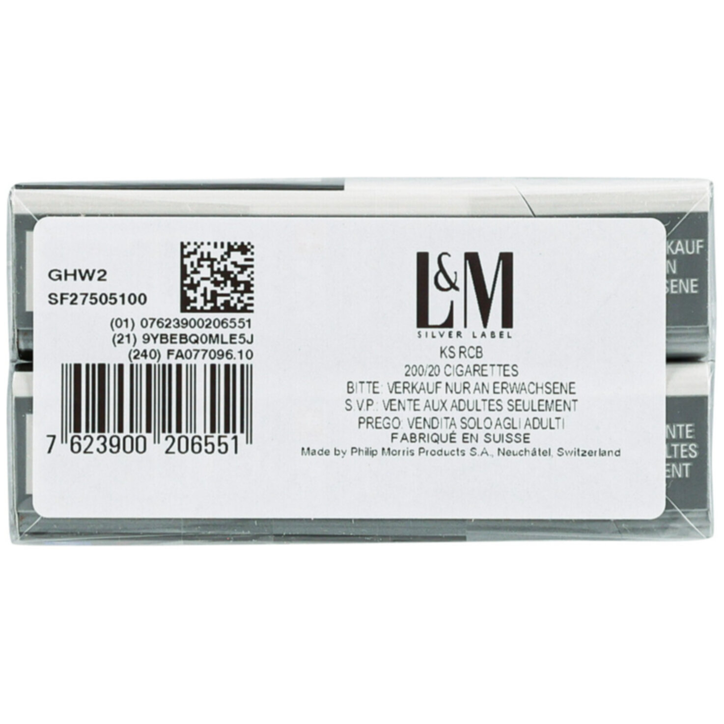 L&M Zigaretten Silver Label Box Stange