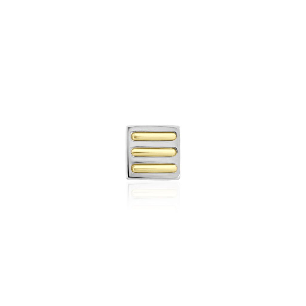 Boucle D'oreille Puce Unitaire Acier Blanc Et Plaqué Or Anson