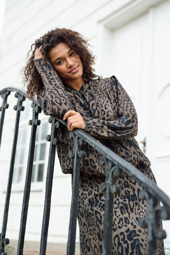 Kaffe Curve KCjola Blouse Major brown/black leopard
