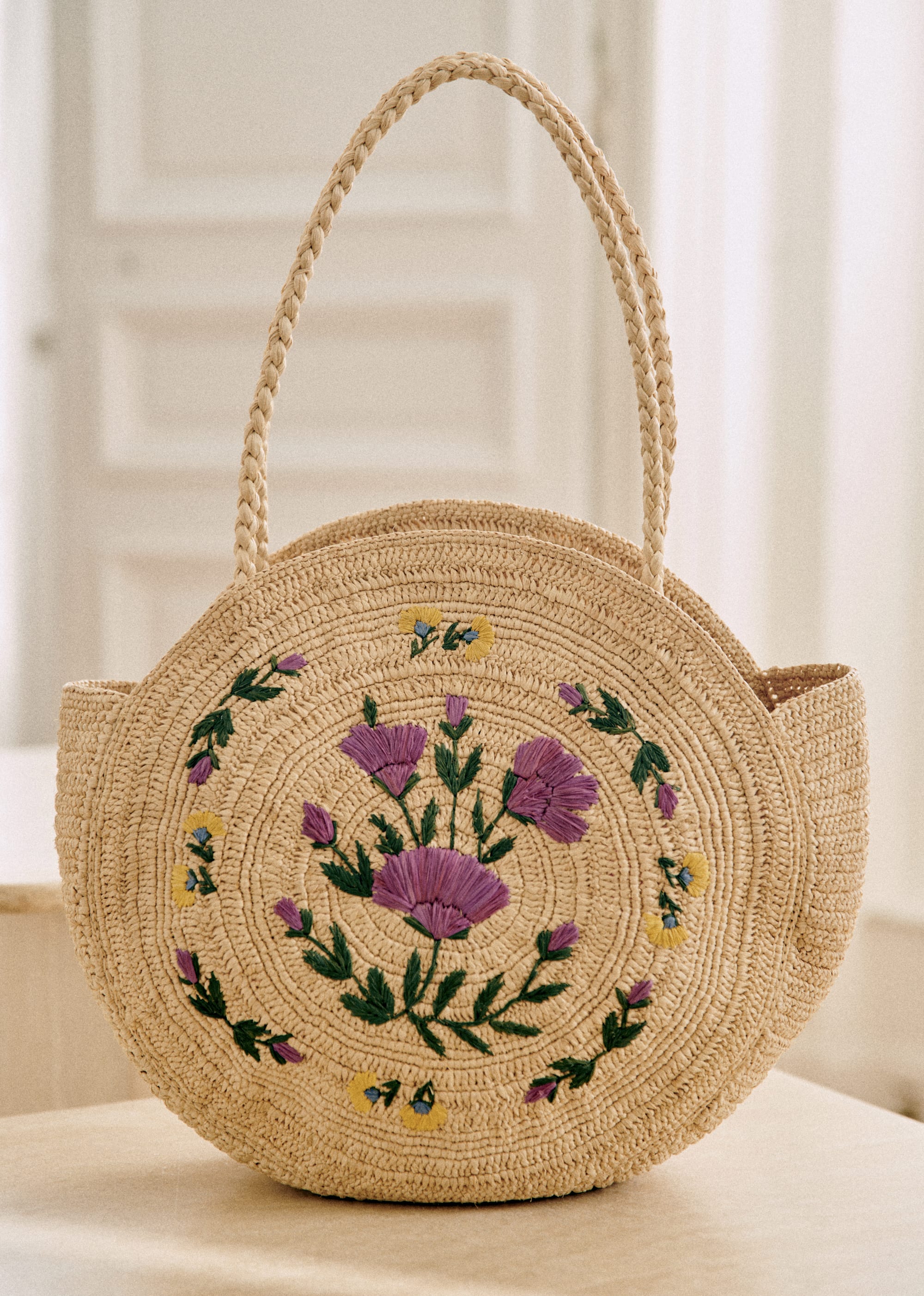 Panier June - Raphia broderie fleurs pivoine multi - SACS/NEW SACS Nos Paniers 5906401