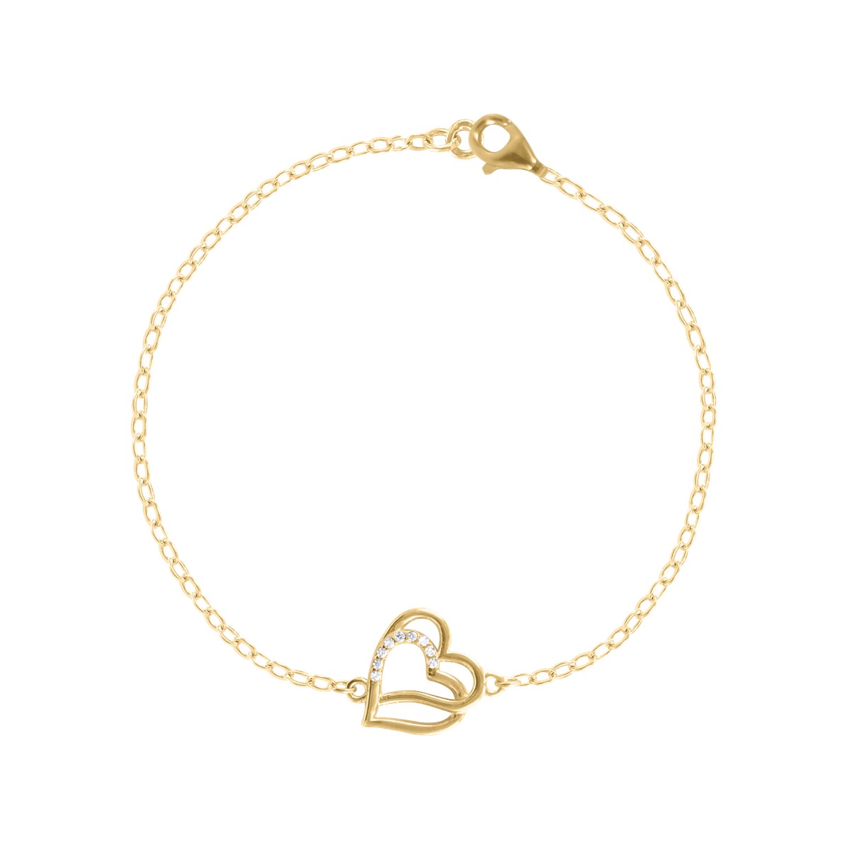 Bracelet coeurs plaqué or avec oxydes de zirconium