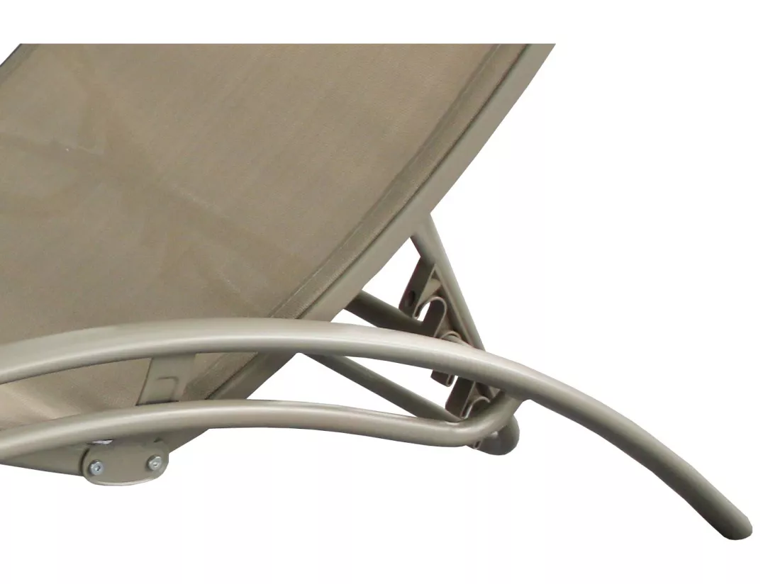 Transat Cappuccino ajustable et empilable 2 pièces avec pieds acier LIMEA