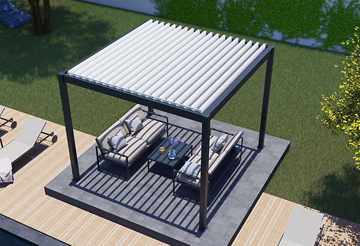 Pergola manuelle bioclimatique autoportante aluminium Cameo 3,14 x 3,14 m
