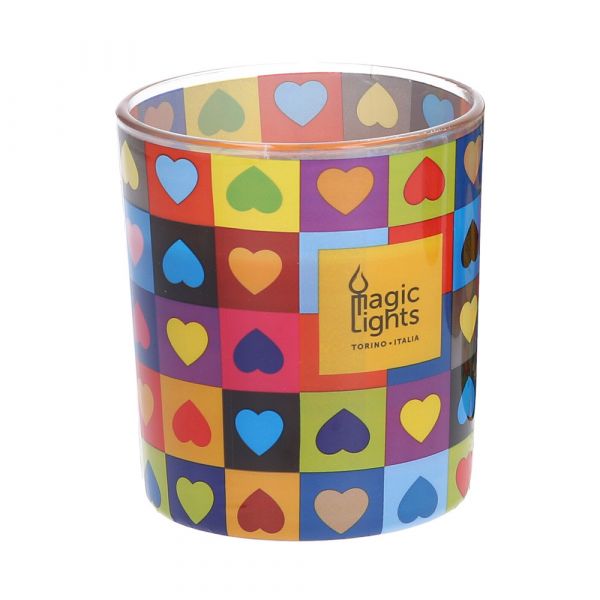 Magic Lights Vela em Vidro Pop Art ø7,5x8,4cm Corações