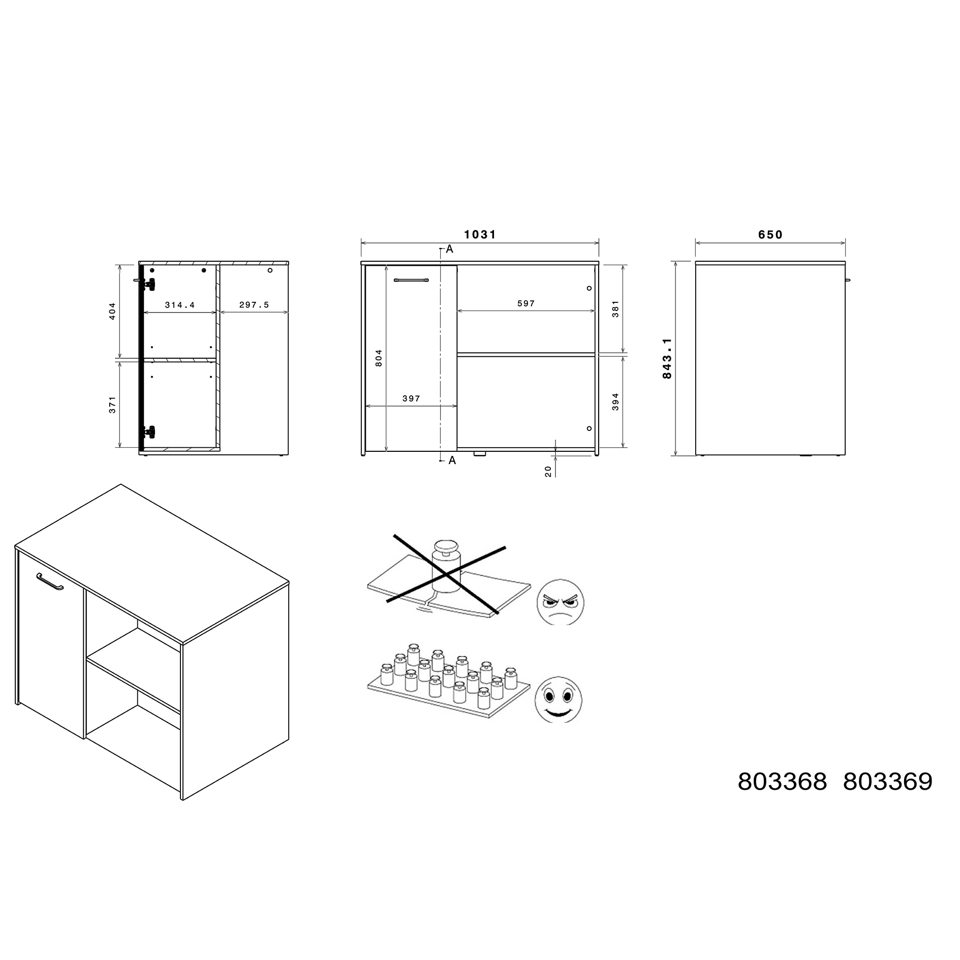 2-teiliges Buffet-Set MALICE 4 - Betonoptik-weiß - 180 cm hoch