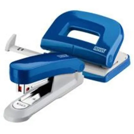 Novus Schreibtisch-Accessoire Set Hefter E15 Locher E210 blau glänzend