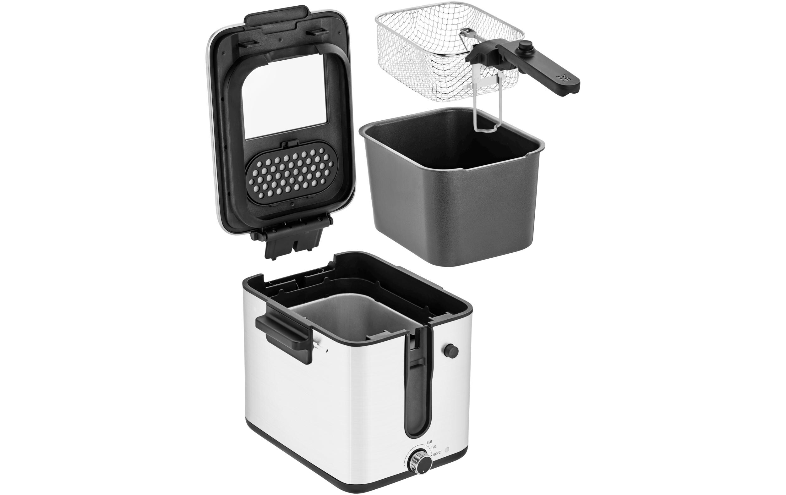 Fritteuse Küchenminis Fryer & Dicer Schwarz/Silber<br>Fritteuse mit Kartoffel Schneider