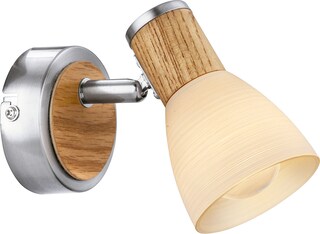 GLOBO Retrofit Wandlampe /Spot 1 flg GYLFI Nickel mit hellem Holz