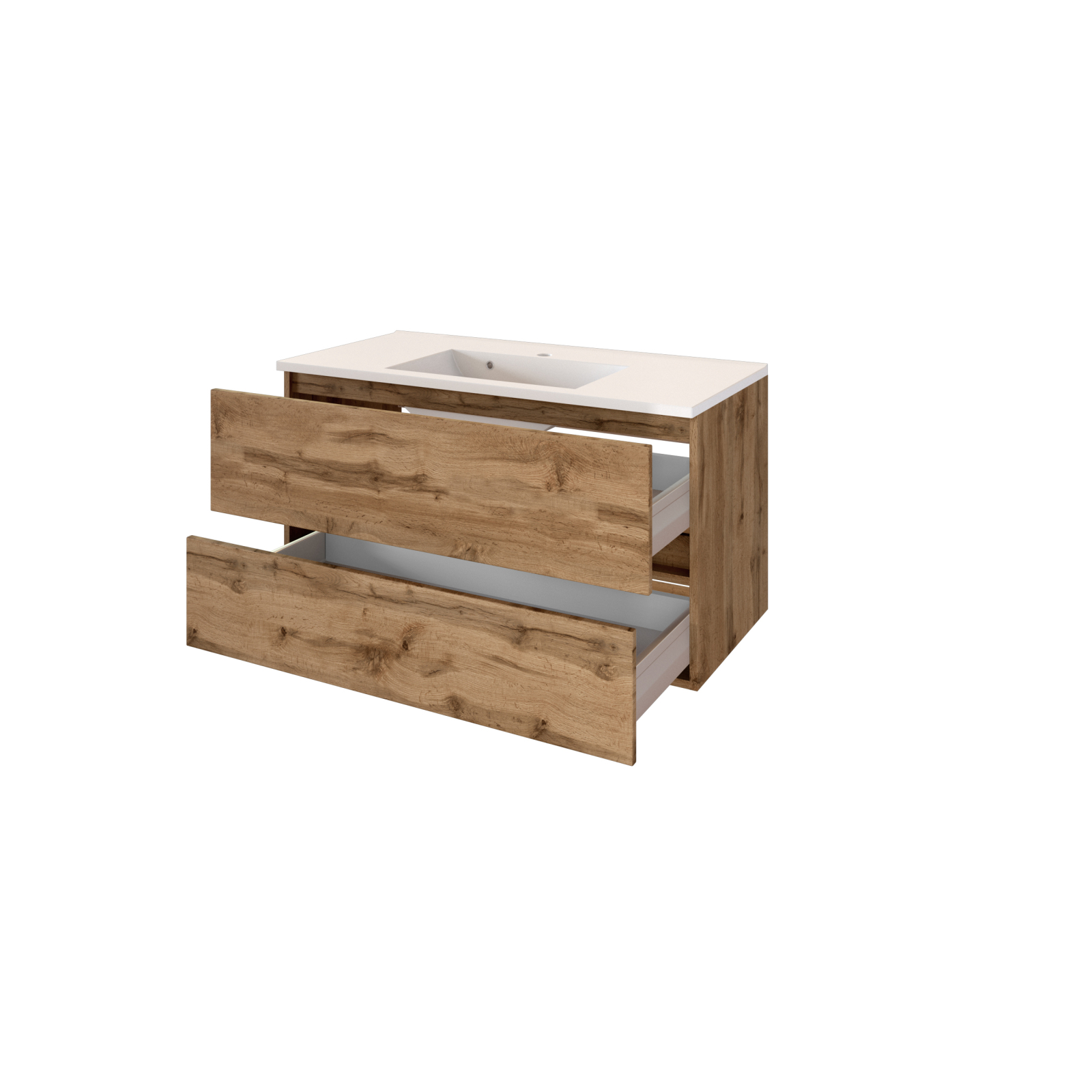 Waschtisch BAABE - Wotaneiche - mit Mineralgussbecken - 100 cm