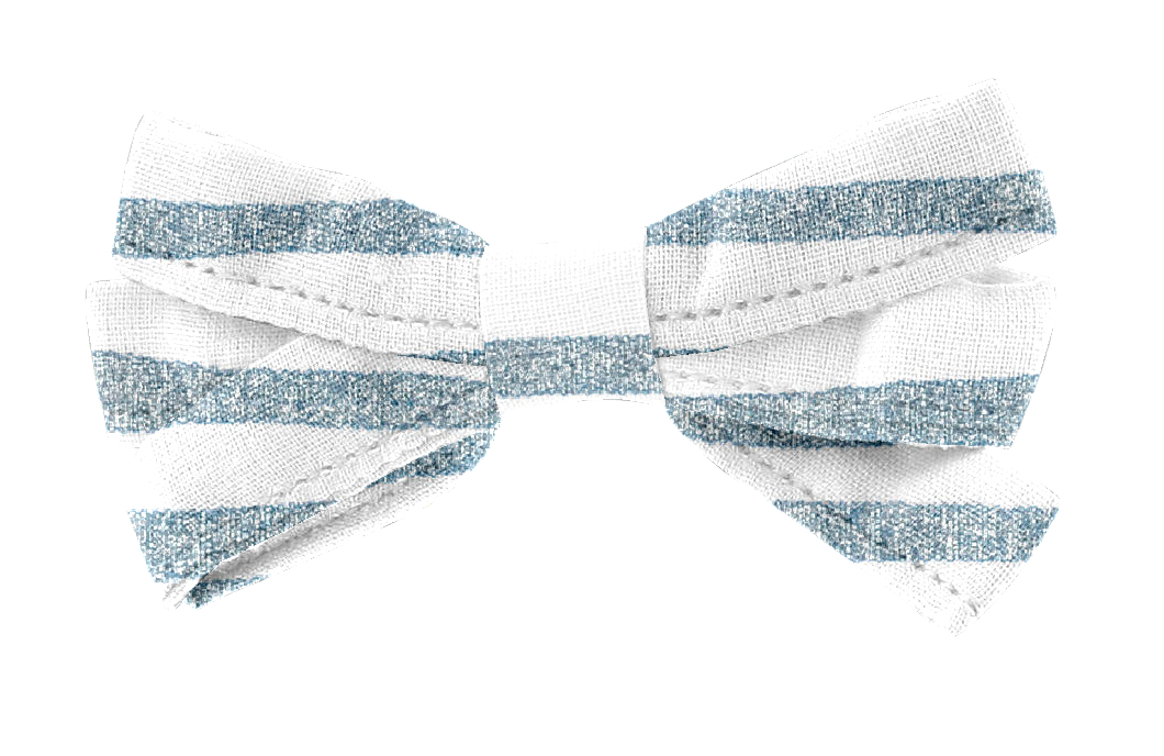 Barrette Noeud Ruban Rayé Bleu Blanc