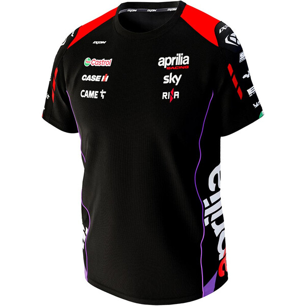 Ixon - T-shirt enfant Aprilia 24 Noir / Rouge fluo / Violet