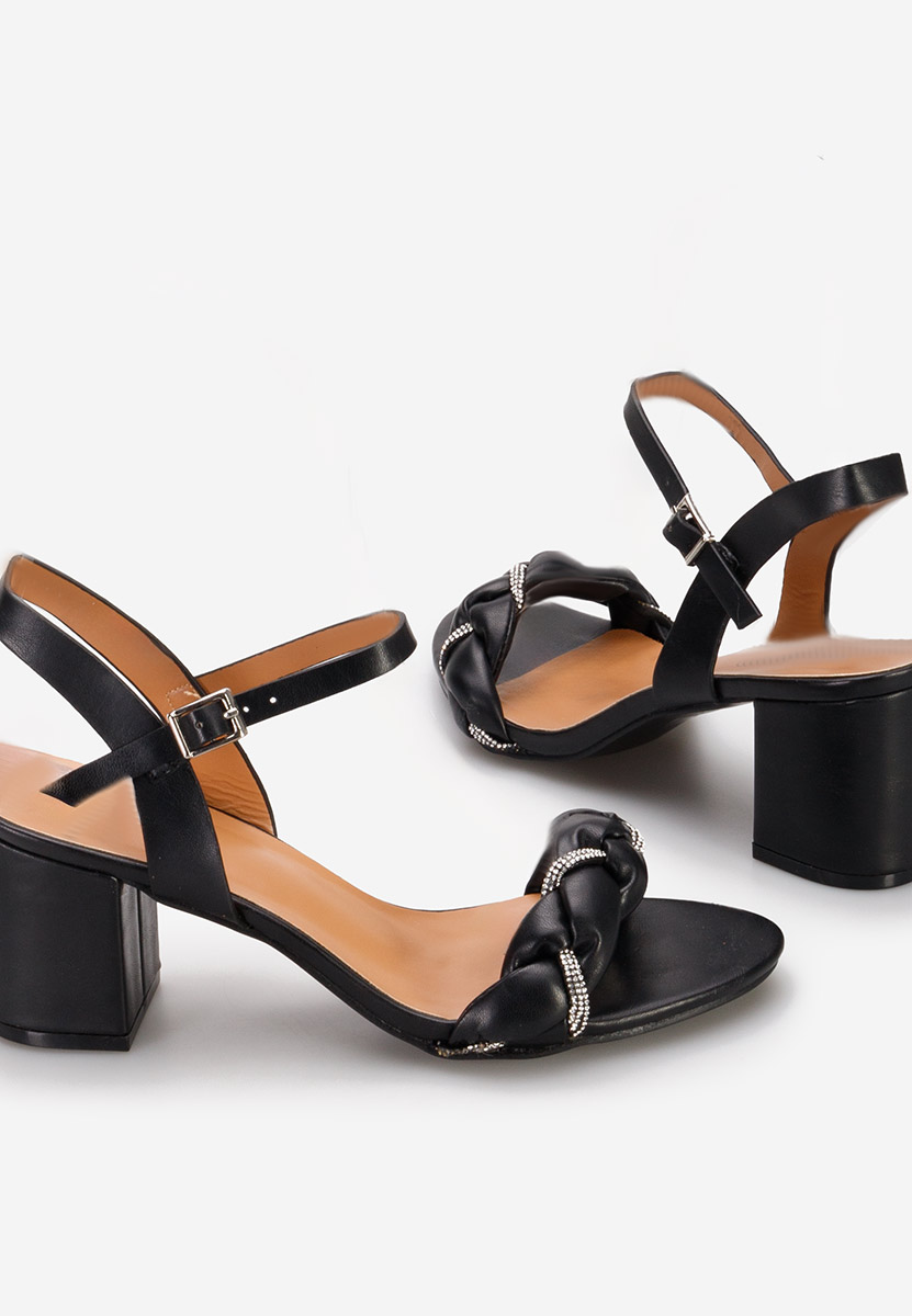 Sandales à talon épais noires Brillya