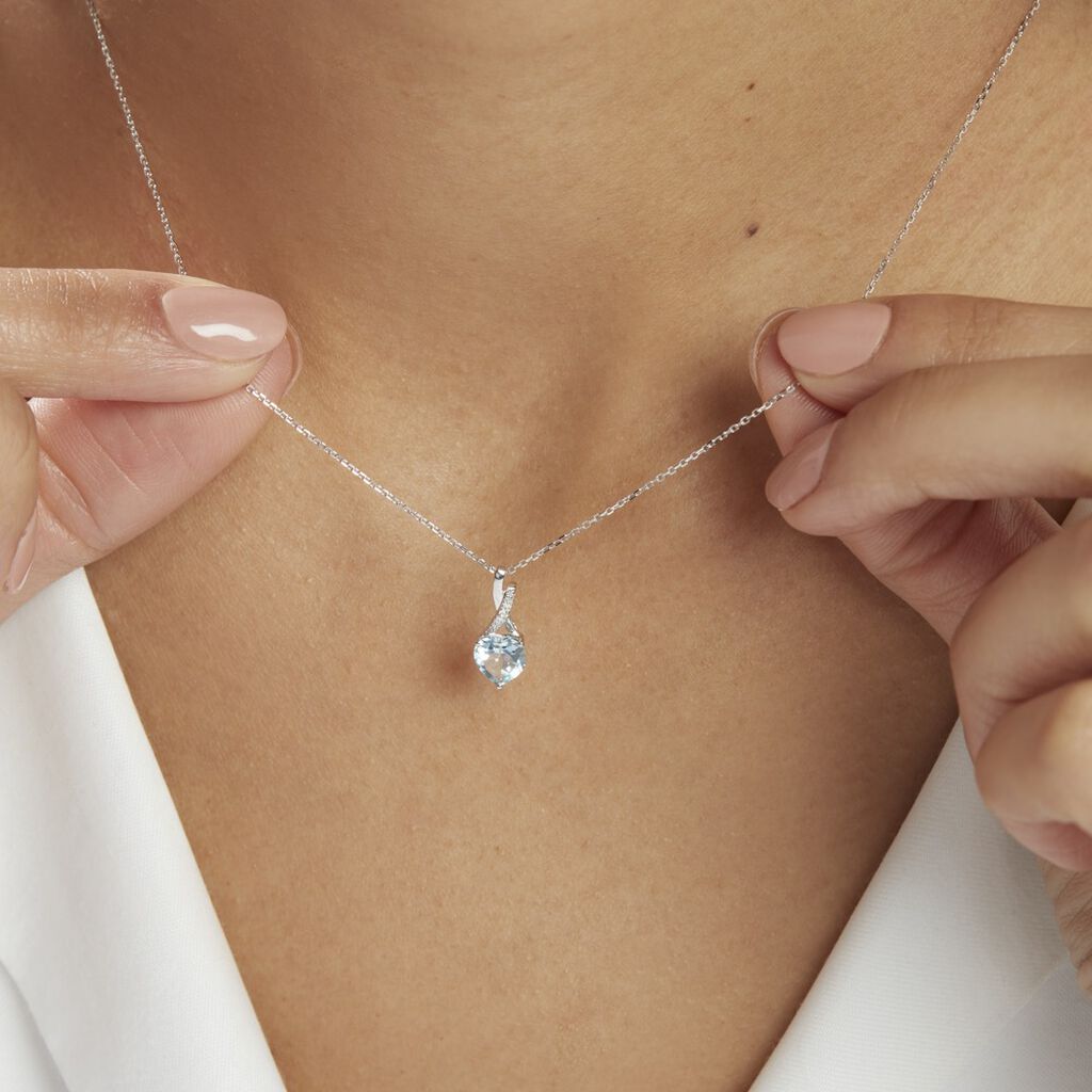 Collier Clothilde Or Blanc Topaze Et Oxyde De Zirconium