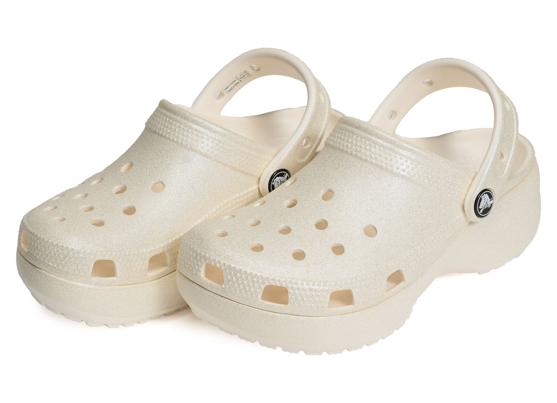 Classic platform glitter clog blanc