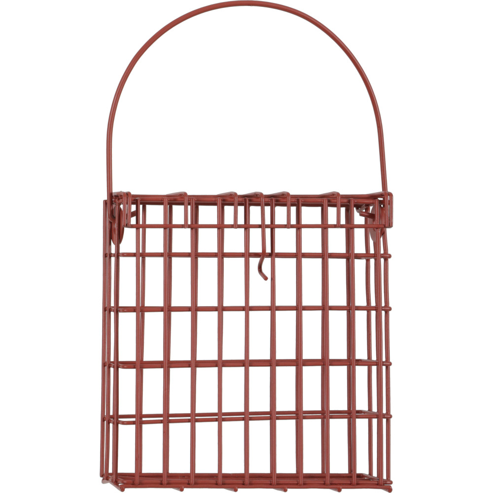 Support pour pain de graisse en métal rouge terracotta pour oiseaux