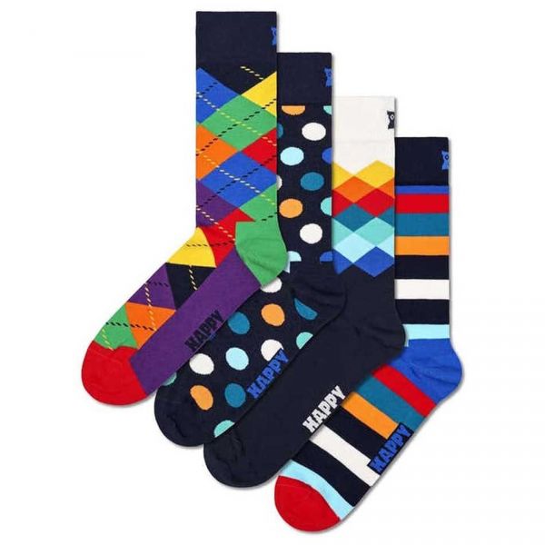 Happy Socks Meias Longas Multi-color Gift Set Half 4 Pares Navy 36-40