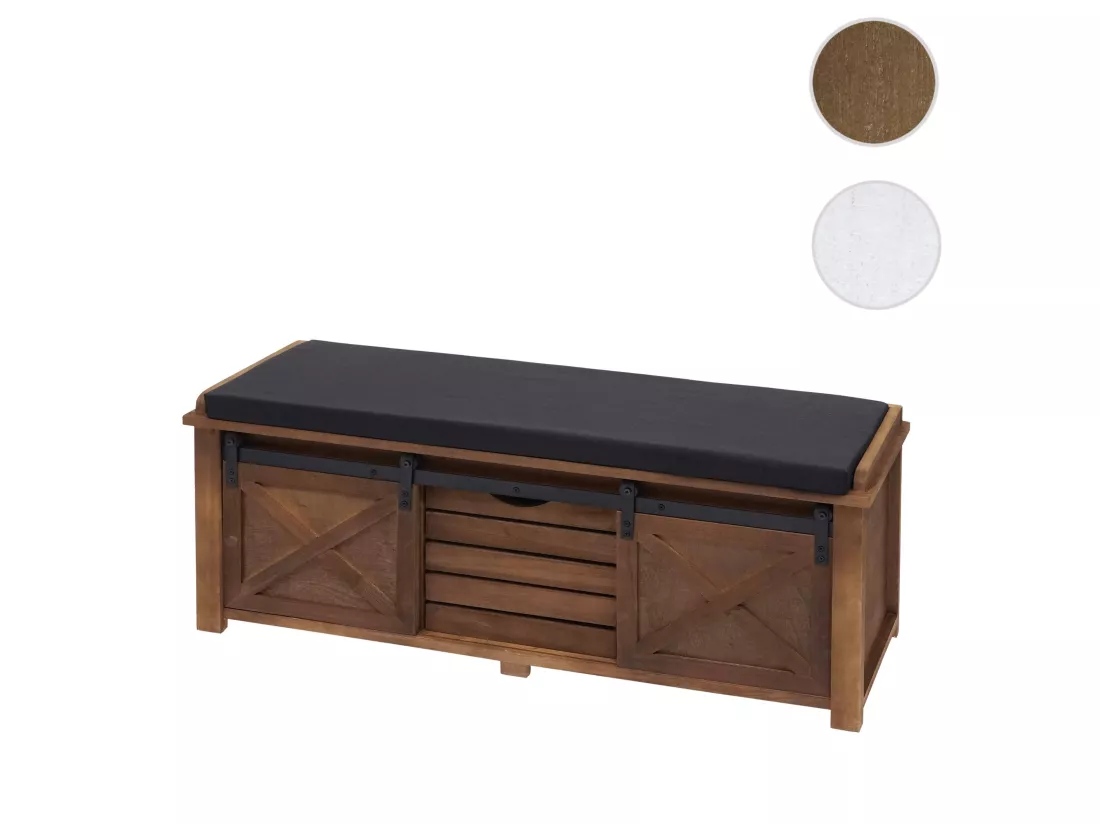 Banc avec compartiments de rangement MCW-H53, marron