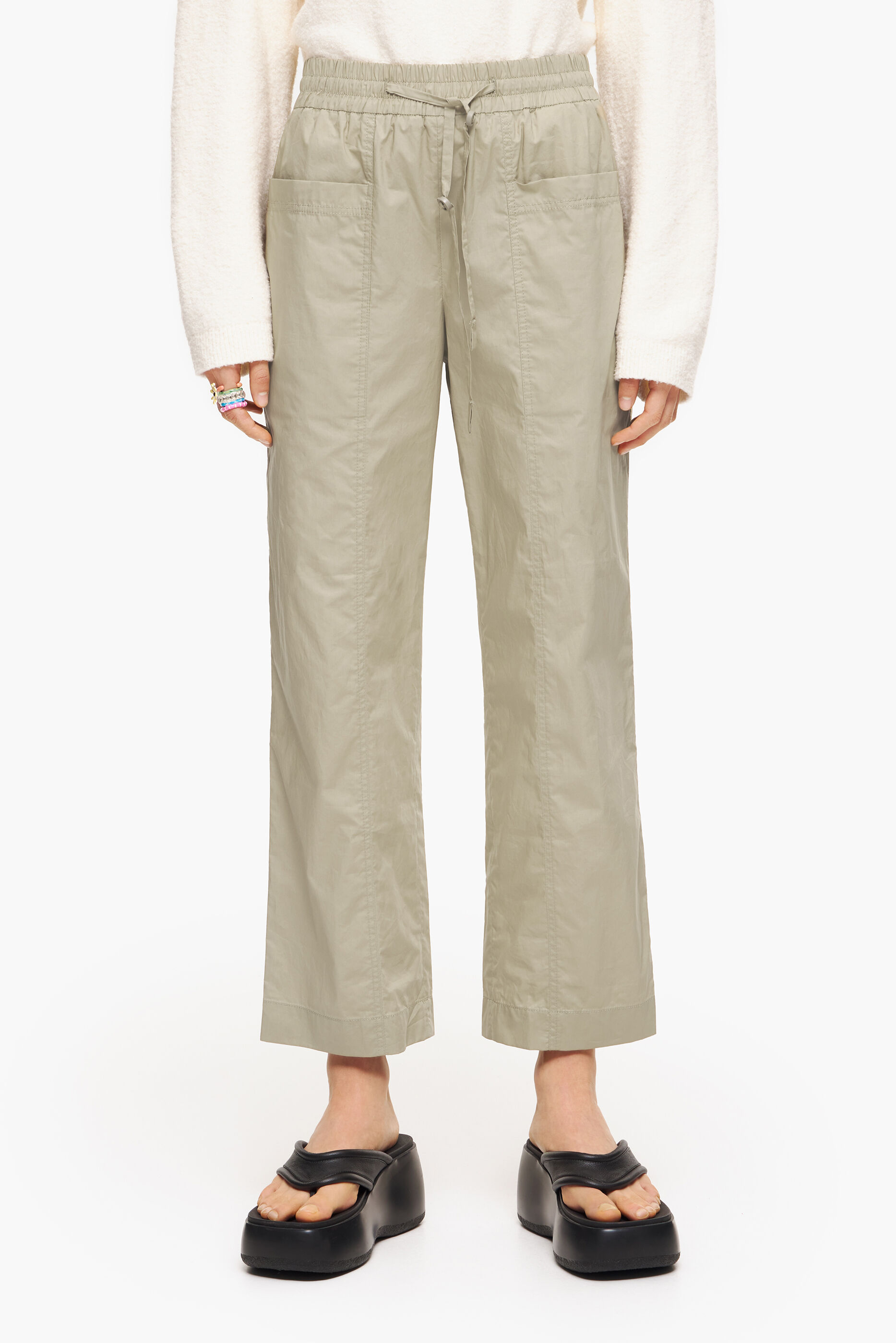 Calça jogger cáqui de popeline