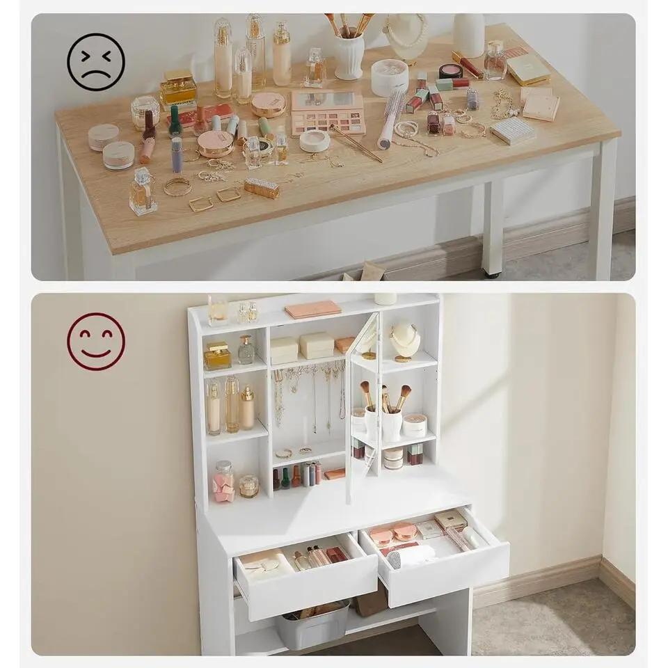 Bobbel Home - Moderne Witte Make-up tafel met Instelbare LED Verlichting