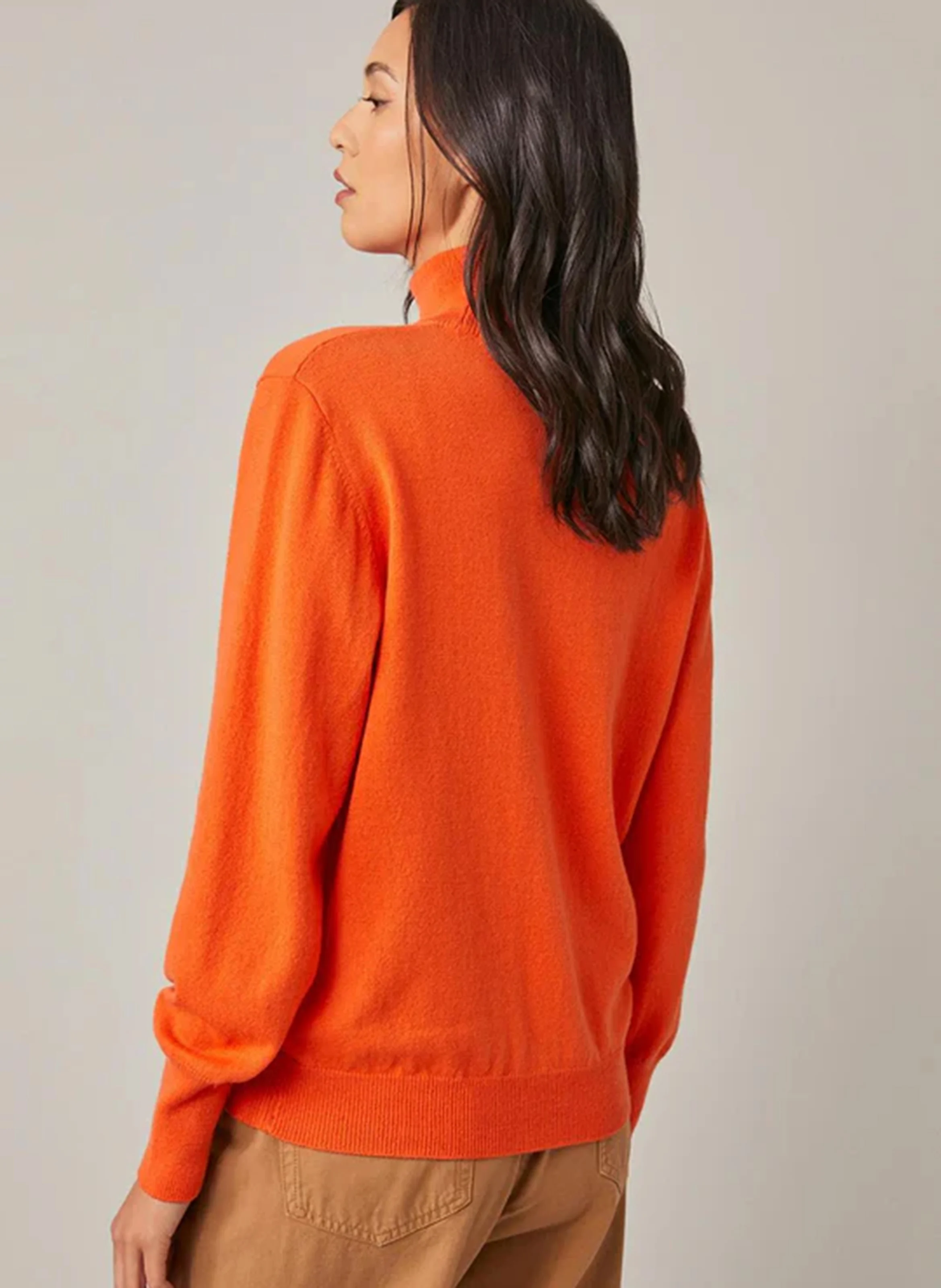EMIGUEL - Pull ajusté col montant en laine | Orange
