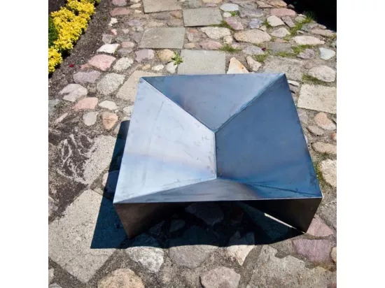 Brasero de jardin carré DINE en acier-60 cm-Acier naturel---Acier naturel